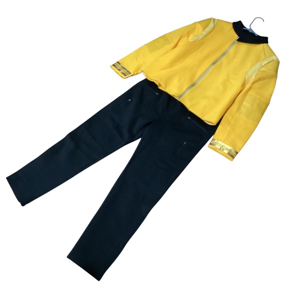 Star Trek Costume Uniform Gold Top & Black Pants Cosplay Large EUC - Picture 1 of 16